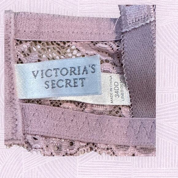 Victoria’s Secret Mauve Purple Lace Demi Coverage Bra 34DD - Y2K Vintage Padded - Picture 3 of 7